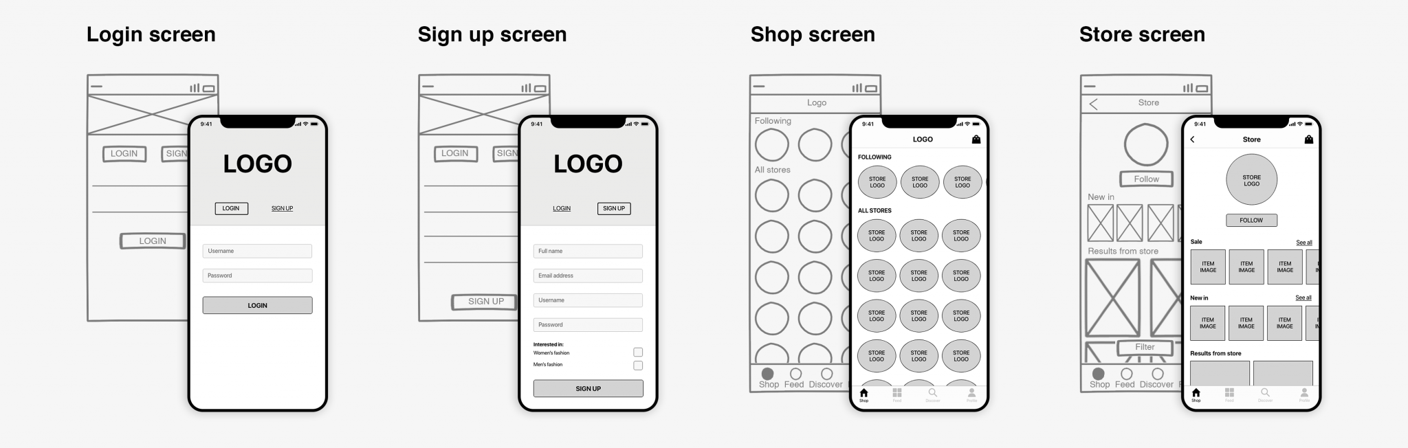 Evada low fidelity wireframe 1